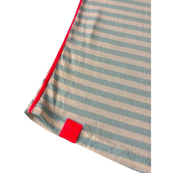 Kari Traa Smale T-Shirt 100% Wool Baselayer Tee Women's L Aqua White Striped - Picture 8 of 11